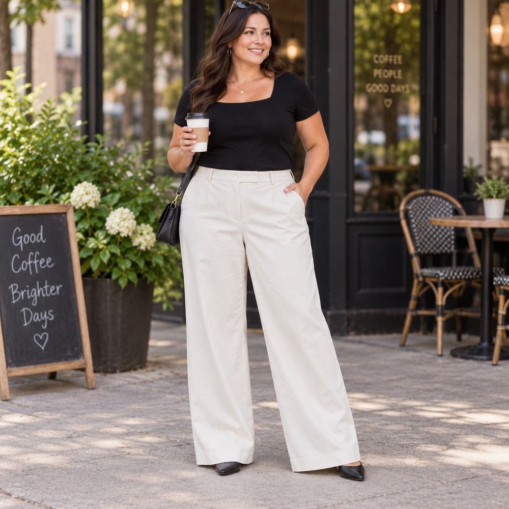 Talbots W Heritage Straight Leg Pants Womens 16W Cream Cotton Blend Workwear